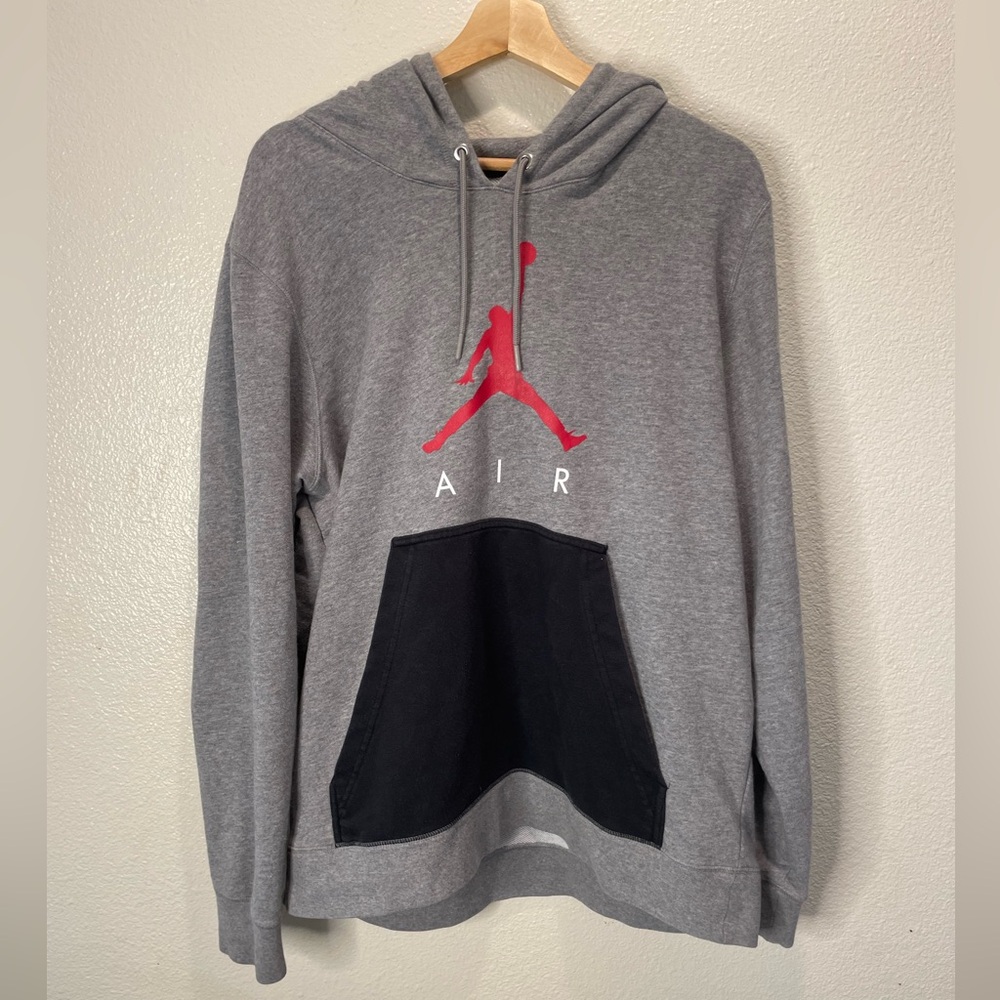 Nike Air Gray Pullover Hoodie with Red Jumpman Logo Size XL